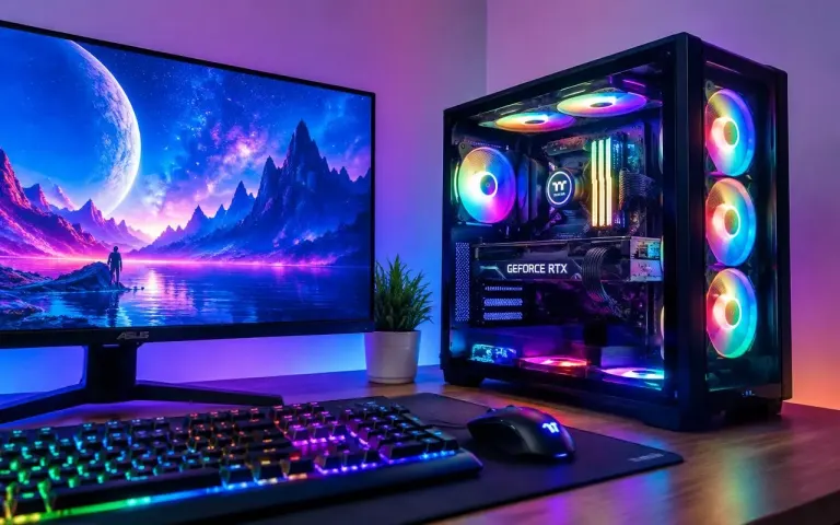 1080p esports gaming desktop with RGB case fans